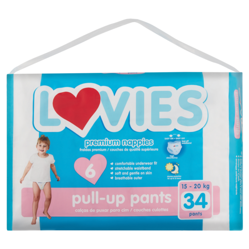Lovies Premium Size 6 Pull-Up Pants 34 Pack, Potty Training & Pull Up  Nappies, Nappies, Baby