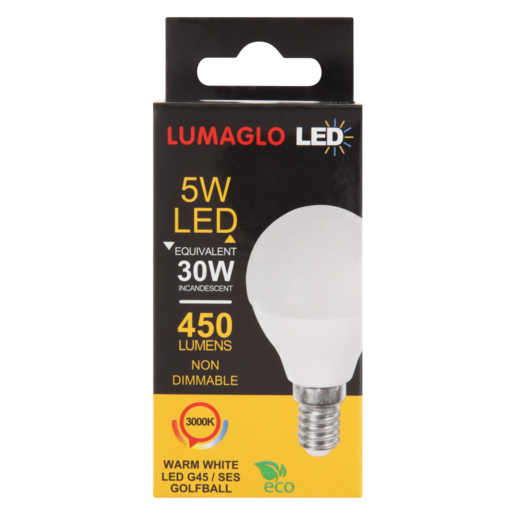 Lumaglo Warm White G45/SES Golfball LED Globe 5W