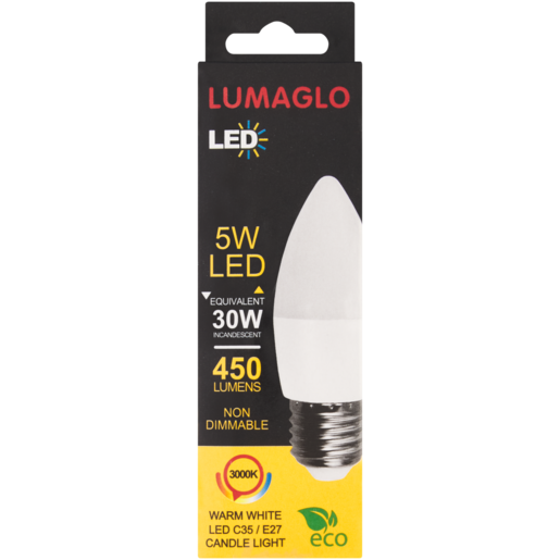 Lumaglo Warm White C35/E27 Candle Light LED Globe 5.5W
