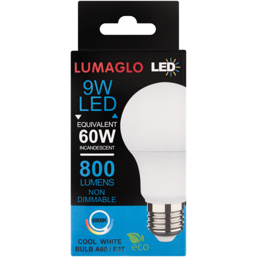 Lumaglo Cool White A60/E27 LED Globe 9W