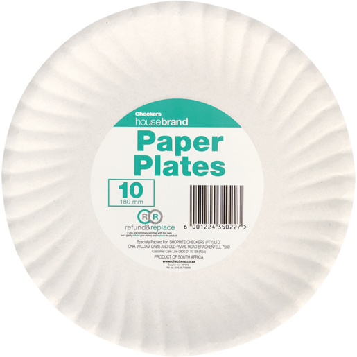 Checkers Housebrand 180mm Paper Plates 10 Pack