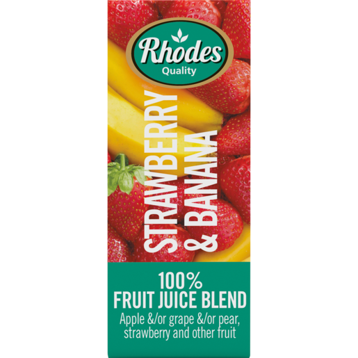 Rhodes Quality 100% Strawberry & Banana Fruit Juice Blend Carton 200ml