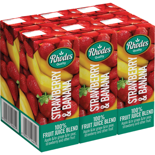 Rhodes Quality 100% Strawberry & Banana Fruit Juice Blend Cartons 6 x 200ml