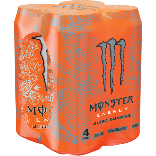 Monster Ultra Sunrise Energy Drink Cans 4 x 500ml