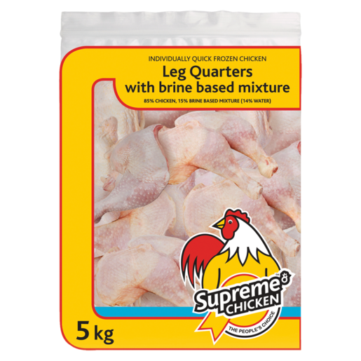 Supreme Chicken Frozen Leg Quarters With Brine Mixture 5kg