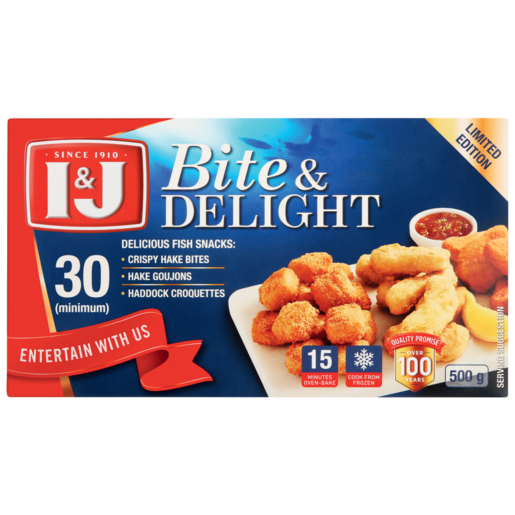 I&J Frozen Bite Delight Crispy Hake Bites 500g, Frozen Battered Fish, Frozen Fish & Seafood, Frozen Food, Food