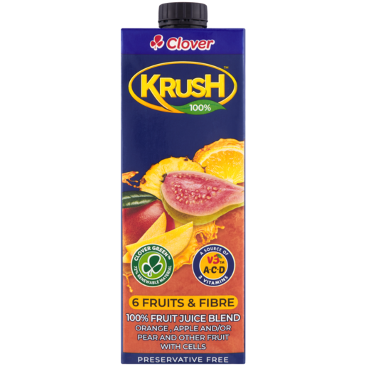 Clover Krush 100 6 Fruits And Fibre Fruit Juice Blend With Cells 1l Boxed Fruit Juice Juices 