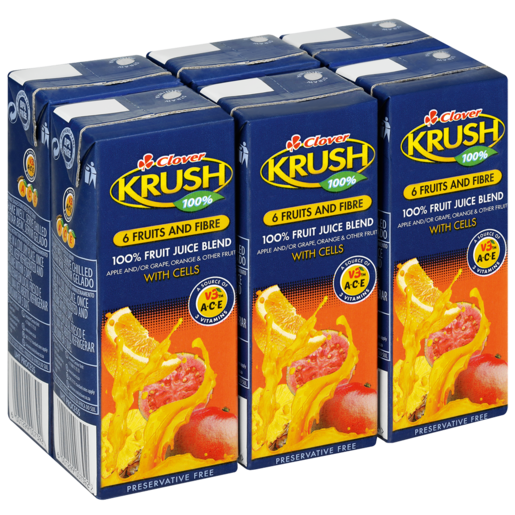 Krush 6 Fruits & Fibre 100% Fruit Juice Blend Boxes 6 x 200ml
