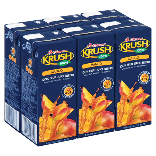 Krush 100% Mango Fruit Juice Blend Boxes 6 x 200ml