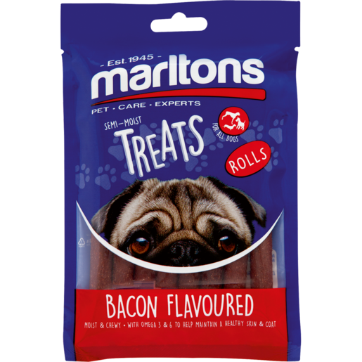 Marltons Semi-Moist Bacon Roll Dog Treats 120g