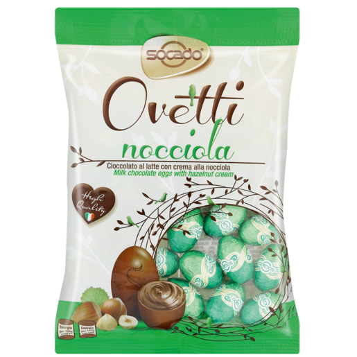 Socado Ovetti Nocciola Hazelnut Cream Flavoured Chocolate Eggs 150g