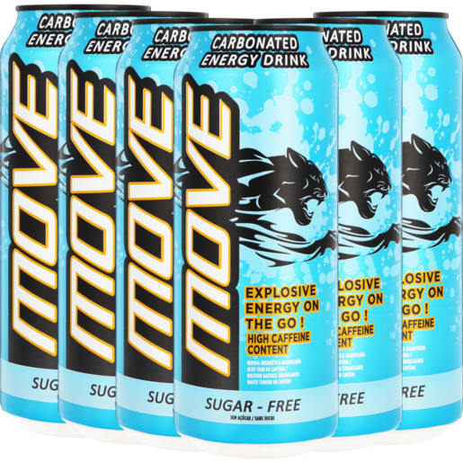 Move Carbonated Sugar Free Energy Drinks 6 x 500ml