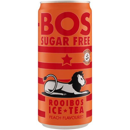 BOS Sugar Free Peach Flavoured Ice Tea Can 300ml