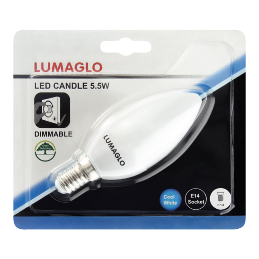 Lumaglo Cool White Dimmable LED Small Screw Candle Globe 5.5W