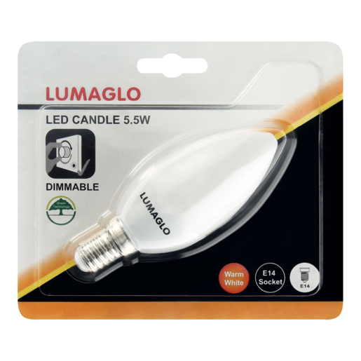 Lumaglo Warm White C35/SES(E14) Dimmable LED Candle Globe 5.5W