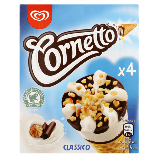 Ola Cornetto Classico Ice Cream Cones 4 x 60g