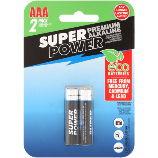 Super Power AAA Premium Alkaline Batteries 2 Pack