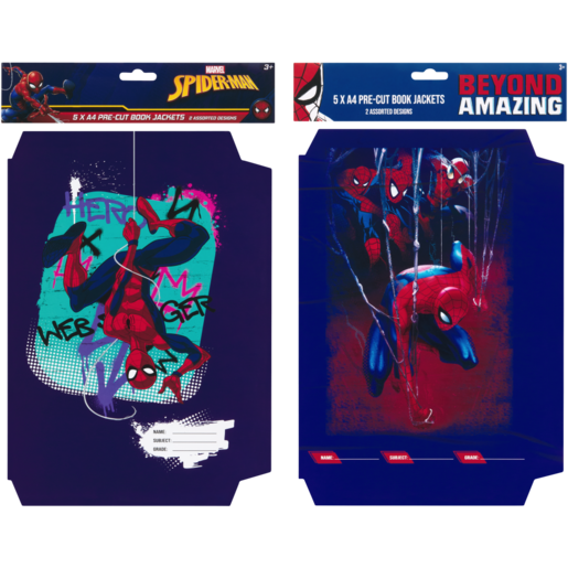 Marvel Spiderman A4 Book Jacket 5 Pack (Design May Vary)