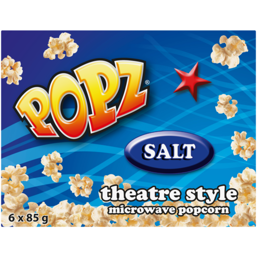 Popz Salt Flavoured Microwave Popcorn 6 x 85g