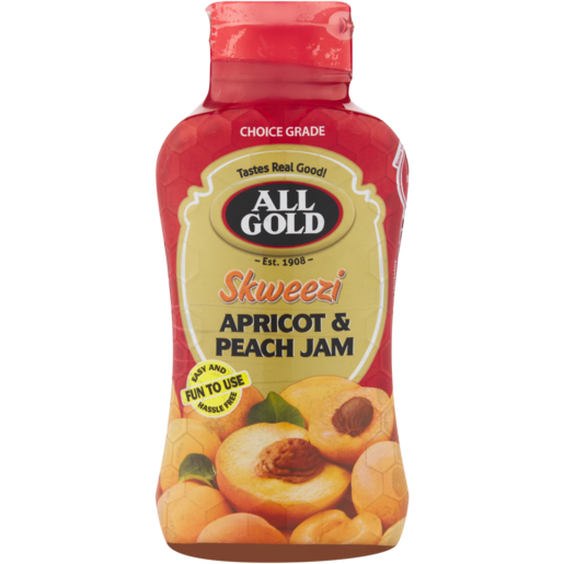 ALL GOLD Skweezi Apricot & Peach Jam Bottle 460g