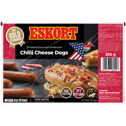 Eskort Smoked Gourmet Chilli Cheese Hot Dogs Pack 380g