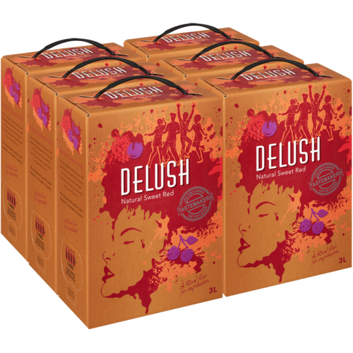 Delush Natural Sweet Red Wine Boxes 6 x 3L