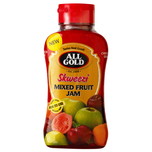 ALL GOLD Skweezi Mixed Fruit Jam Bottle 460g