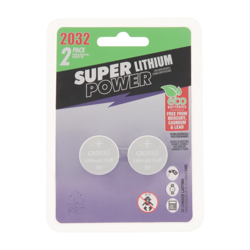 Super Power CR2032 Lithium Batteries 2 pack
