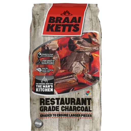 Braai Ketts Restaurant Grade Charcoal Bag 4kg