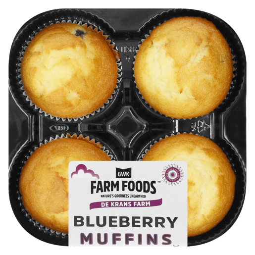 GWK Baking Farm Foods Blueberry Flavoured Muffins 4 Pack