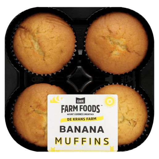 GWK Baking Farm Foods Banana Flavoured Muffins 4 Pack