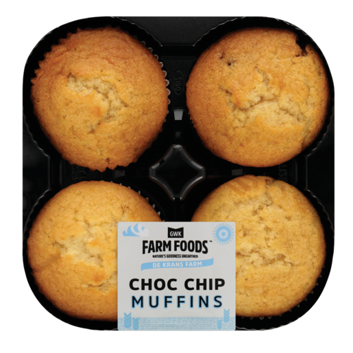 GWK Baking Farm Foods Chocolate Chip Flavoured Muffins 4 Pack