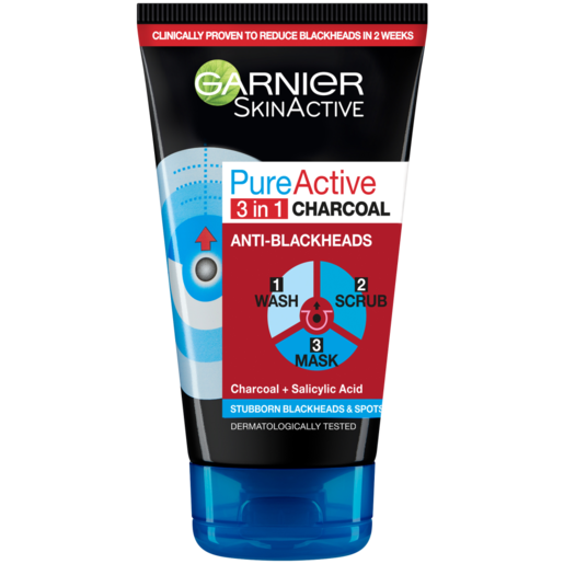 Garnier SkinActive Pure Active Intensive Charcoal & Anti-Blackhead 3-In-1 Face Wash 150ml