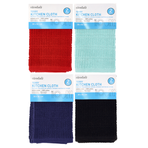 Essentials Terry Kitchen Cloth 2 Pack (Assorted Item - Supplied at Random)