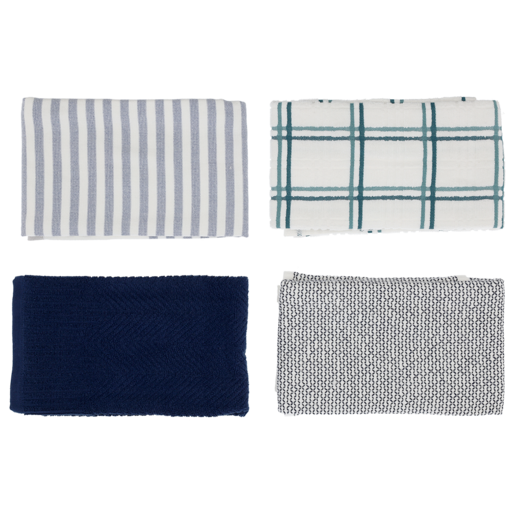 Essentials Oakland Kitchen Cloth 4 Pack (Colour May Vary)
