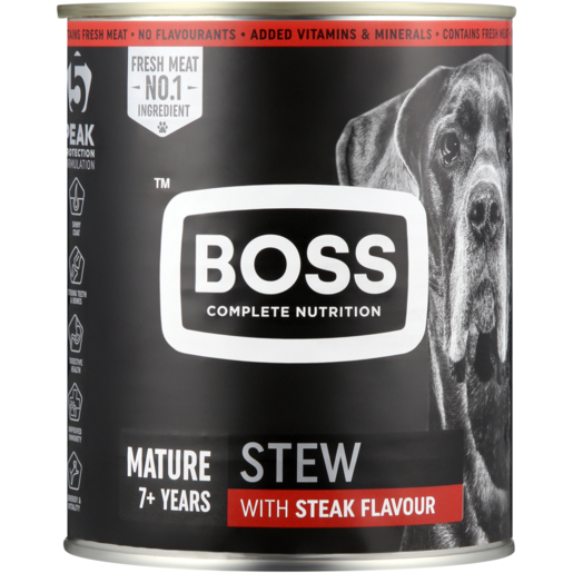 Boss Steak Flavour Mature Stew Wet Dog Food 775g 