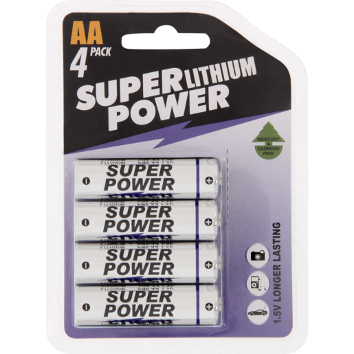 Super Power AA Lithium Batteries 4 Pack