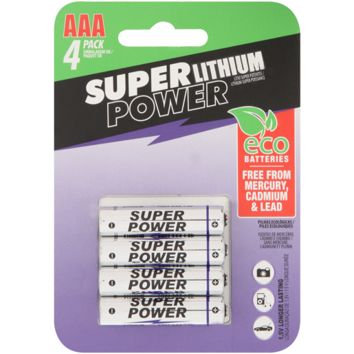 Super Power AAA Lithium Batteries 4 Pack