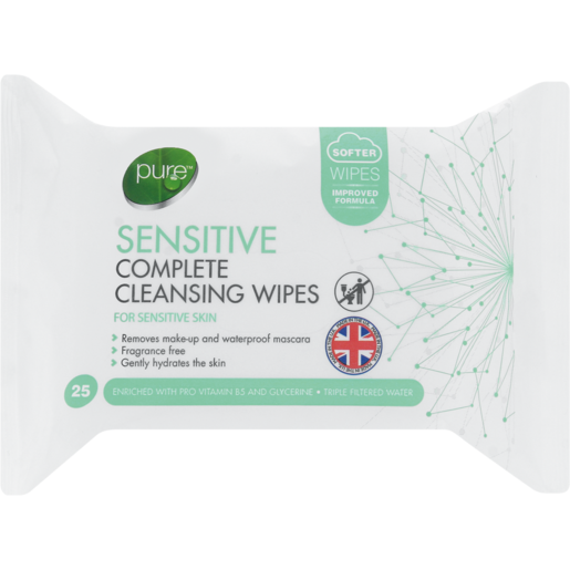 Pure Sensitive Facial Wipes 25 Pack