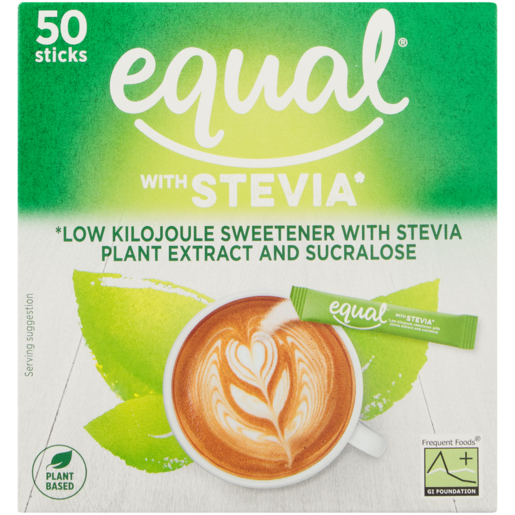 Equal With Stevia Sweetener Sticks 50 Pack