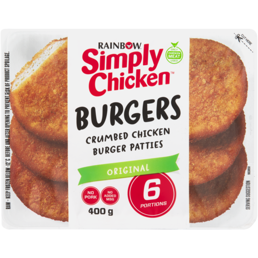 Simply Chicken Frozen Original Crumbed Chicken Burger Patties 400g