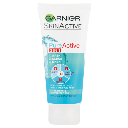 Garnier 3-In-1 Pure Active Face Cleanser 50ml