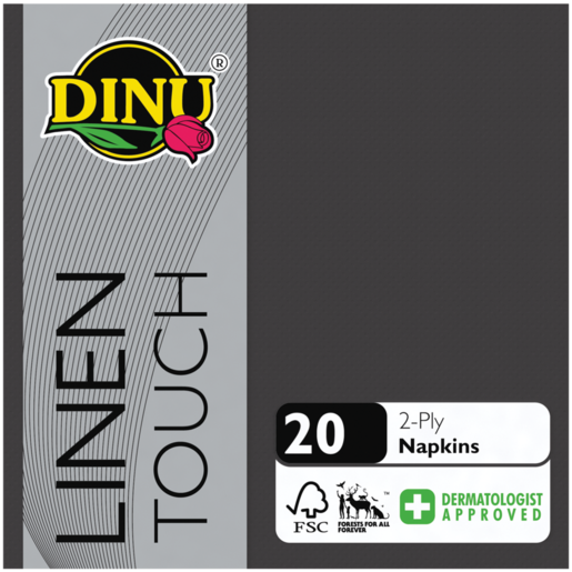 Dinu Linen Touch Black 2-Ply Napkins 20 Pack