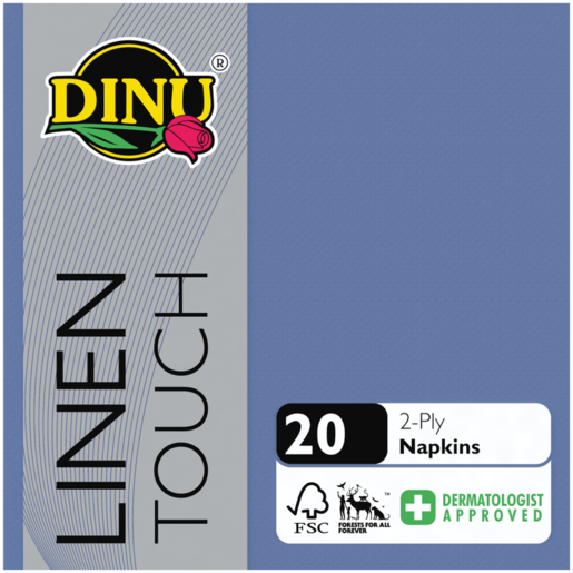 Dinu Blue 2-Ply Linen Touch Napkins 20 Pack