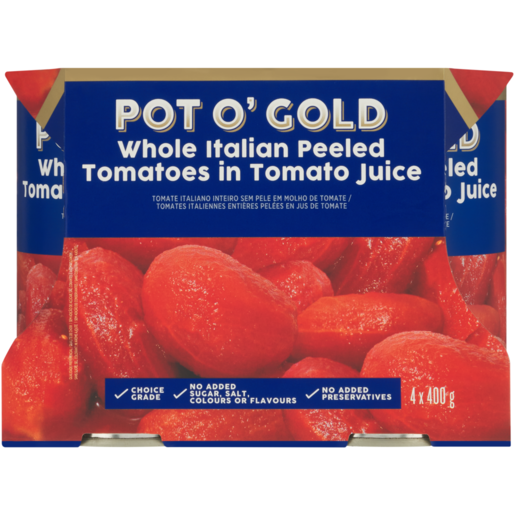 Pot O' Gold Whole Italian Peeled Tomatoes in Tomato Juice 4 x 400g 