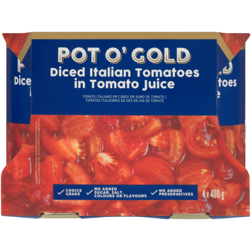 Pot O' Gold Diced Italian Tomatoes in Tomato Juice 4 x 400g 