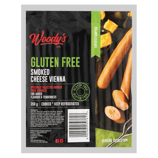 Woody's Gluten Free Smoked Cheese Viennas 350g
