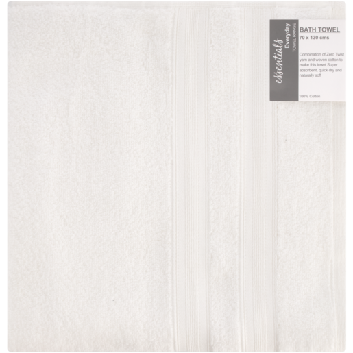 Essentials Everyday White Bath Towel 70 x 130 cm
