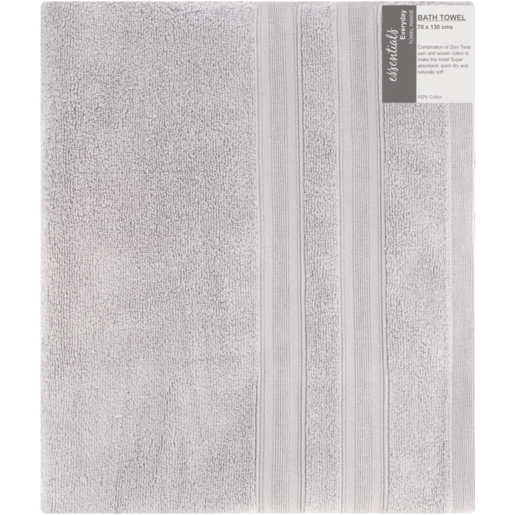 Essentials Duet Range Grey Bath Sheet 90 x 150cm