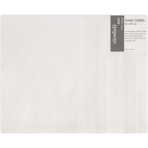 Essentials White Coloured Broadway Hand Towel 50 x 90cm